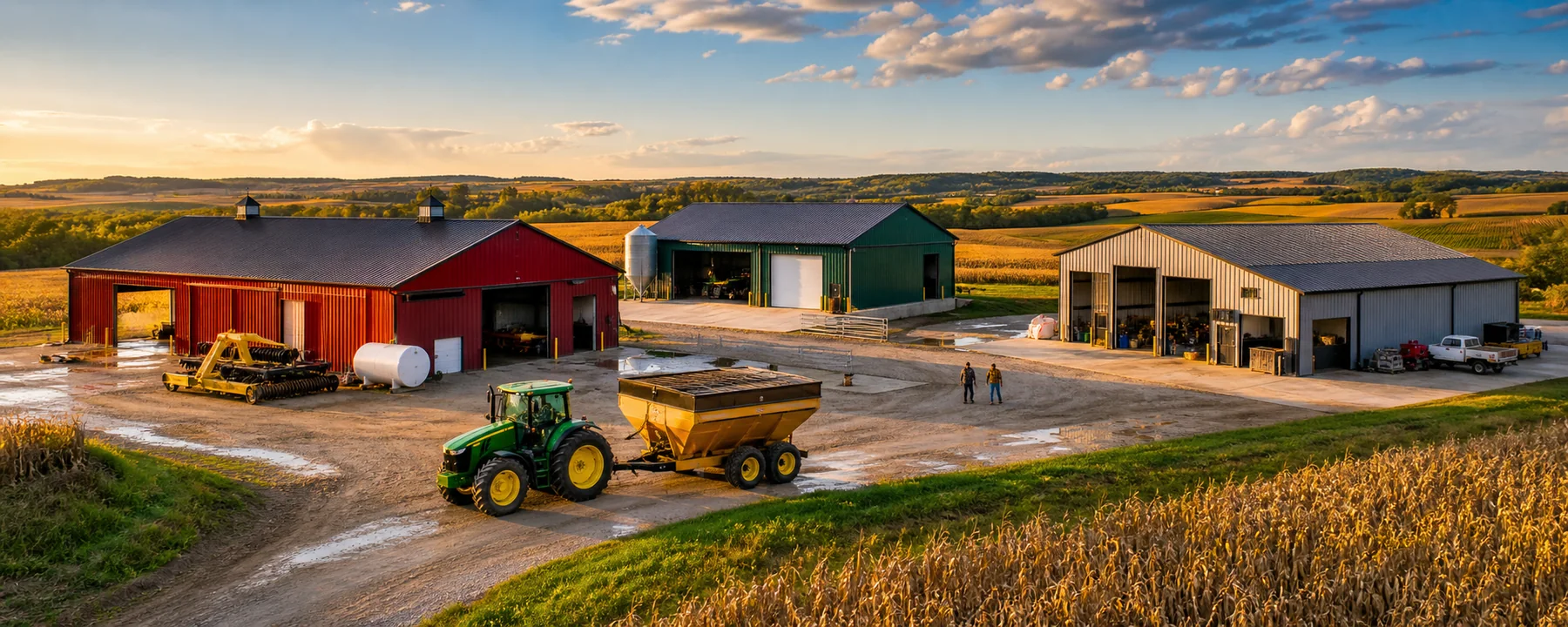 Colorful steel farm buildings planned for different agricultural uses